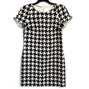 Vintage Houndstooth Mini Shift Dress - XS - Black and White - Mod